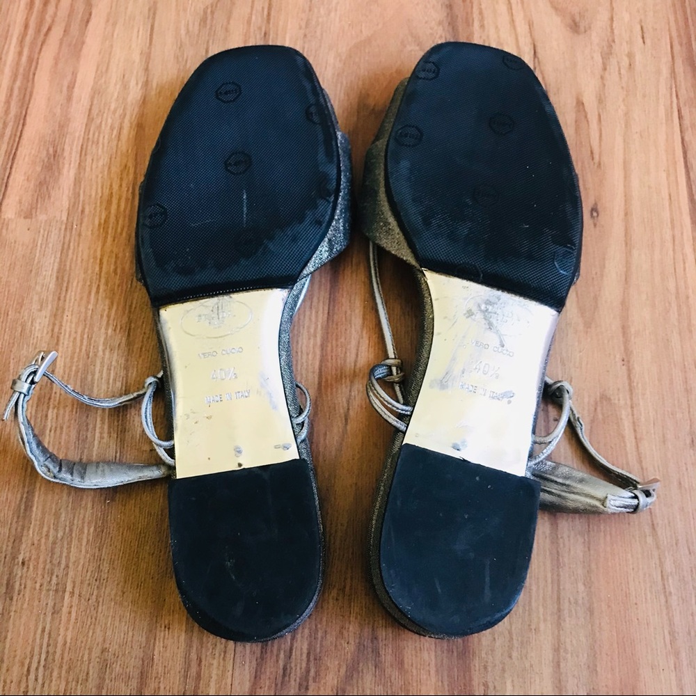 Prada Metallic Silver Slingback Flat Sandals - image 7
